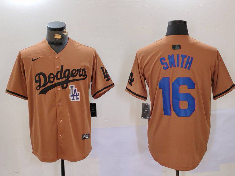 Men Los Angeles Dodgers 16 Smith army green joint name 2024 Nike MLB Jersey style 6